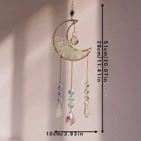 Other - Elegant Gold and Crystal Moon Wall Hanging Suncatcher